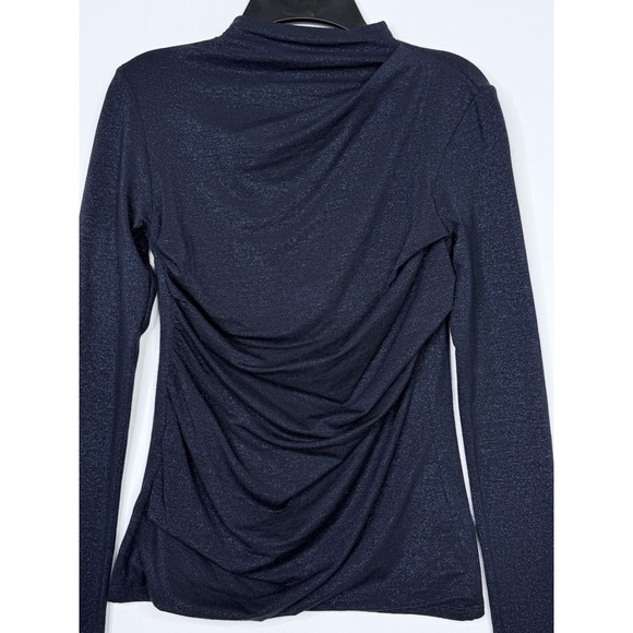 ENZA COSTA Jersey Twist Top Glitter Metallic Navy Blue Womens Size Small - Picture 3 of 6